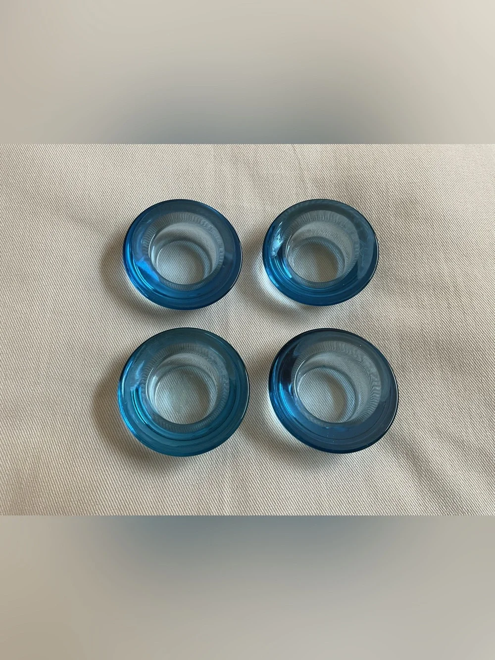 Set of 4 Blue Glass Tea Light Holders